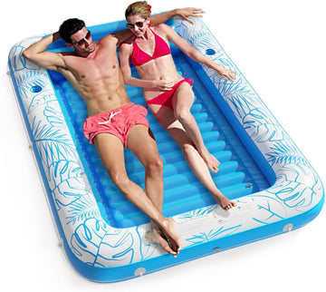Inflatable Tanning Pool Lounger Float - Jasonwell 4 in 1 Sun Tan Tub Sunbathing Lounge Raft Floatie Toys Water Filled Bed Mat Pad for Kids Adult Blow Up Kiddie Ball Pit Pool (XL) - Jasonwell